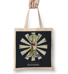 Squidward Retro Japanese Bez Çanta Uzun Saplı
