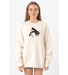 Monogatari Anime Suruga Monkey Symbol Ekru Kadın 2ip Sweatshirt