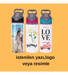 Pipetli Su Matarası - 650mlt-kişiye özel baskı-