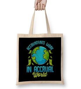 Accountants Work In Accrual World Accounting Pun Bez Çanta Uzun Saplı