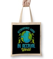 Accountants Work In Accrual World Accounting Pun Bez Çanta Uzun Saplı