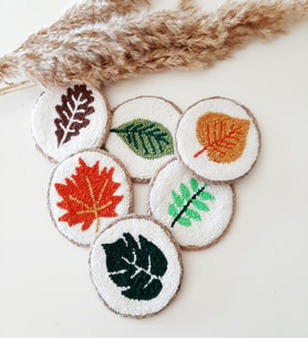 Mi-Knitting, 6 parça Tasarım Bardak Altlığı,  6 adet Punch Nakışı Bardak Altlığı, Elişi Bardak Altlığı, Dekoratif Bardak Altlığı, Bardak Altlığı Takımı
