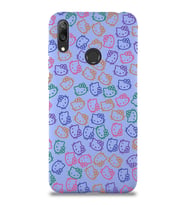 Huawei Y7 2019 Uyumlu Lansman Kılıf Hello Kitty Tasarımlı İçi Kadife Kapak-Lila (Şeffaf)