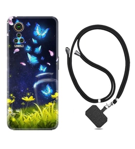 General Mobile GM 21 Pro GM 22 Pro Plus Kılıf Boyun Askılı Silikon Neon Butterflys 1309