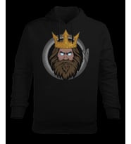 Elraenn Baskılı  Erkek Kapüşonlu Hoodie Sweatshirt (Siyah)