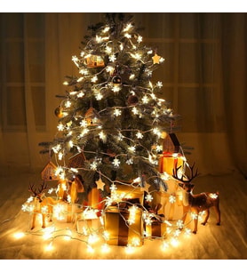 5 METRE GÜN IŞIĞI KAR TANESİ LED IŞIK SABİT YANAR 20 LEDLİ FİŞLİ NOEL YILBAŞI IŞIĞI