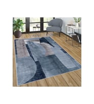 Rovigo Home Dijital Baskı Yıkanabilir Kaymaz Taban Salon Halısı RVG0592 (Mavi)