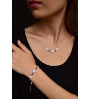 Papatya Silver 925 Ayar Gümüş Rose Kaplama Papatya Uğur Böceği Nazar Kolye Ve Bileklik Set