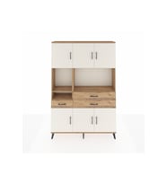 Arges Dolap 9 Raflı 3 Çekmeceli 6 Kapaklı 132x30x195 Çam-Aytaşı/Çam