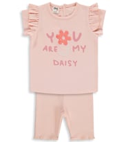 Civil Baby Yazı-Çiçek Baskı Nakış 6-18 Ay Takım - Fil Dişi