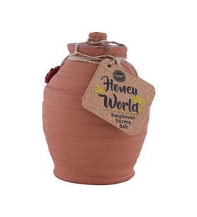 Honey World Organik Süzme Kara Balı 1000 Gr Çömlek Kavanoz