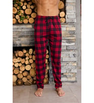 Orta Kalin Penye Ekose Tek Pantolon Pijama %100 Pamuk (Bordo)