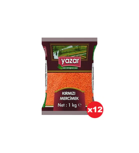 Yazar Yerli Kırmızı Mercimek 1 Kg. x 12 Adet