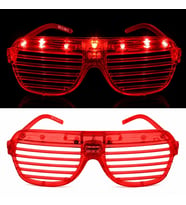Led Işıklı Panjur Parti Gözlüğü Kırmızı Renk Shutter Gözlük