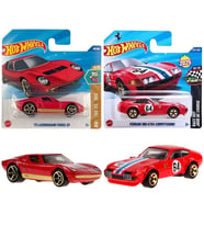 2 Araç Set - Hot Wheels '71 Lamborghini Miura &  Hot Wheels Ferrari 365 GTB4 Competizione (1/64) Kırmızı
