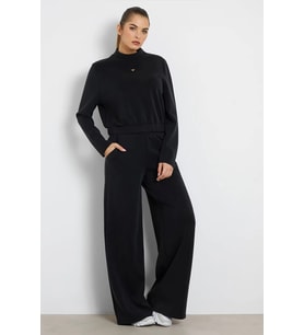 Guess Olympe Kadın Siyah Aktif Palazzo Fit Modal Karışımlı Scuba Eşofman Altı V4YB07KCAY2-JBLK
