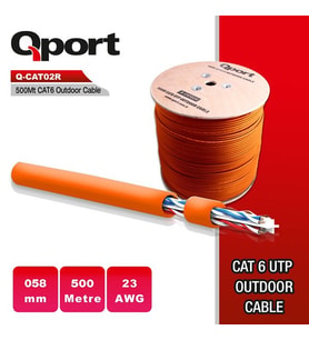 QPORT CAT6 Utp 23AWG Turuncu 500m Outdoor Makaralı Kablo Q-CATO2R