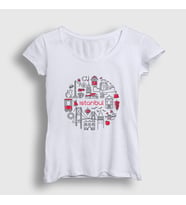 Presmono Kadın Beyaz Tourist Travel İstanbul Türkiye Turkey T-Shirt 499658tt (Beyaz)