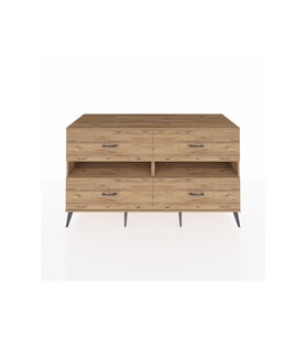 Kronos Konsol 2 Raflı 4 Çekmeceli  176x59x99 Çam-Çam