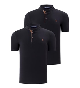 İKİLİ SET T8560 DEWBERRY ERKEK T-SHIRT-KOYU SİYAH-KOYU SİYAH (Karışık)