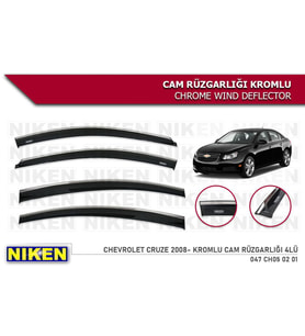 Chevrolet Cruze Kromlu Cam Rüzgarlığı Niken 2008+ (Beyaz)