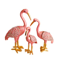 taru pasaj "Kristal Taş İşlemeli Metal Flamingo Ailesi - Şık ve Dekoratif Ürün" (Pembe)