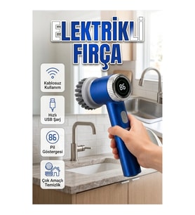 Çok Amaçlı Elektrikli Temizlik Fırçası – Mutfak Banyo Fayans ve Yüzey Temizleme Seti