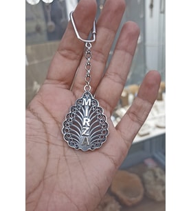 Isimli Yaprak Model Midyat Telkari El Işçiliği 925 Gümüş Anahtarlık