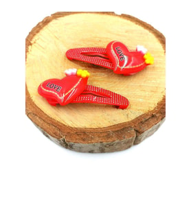 Kırmızı Renk Kalp Figürlü Çıt Çıt Çocuk Tokası
