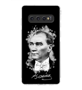 Samsung Galaxy S10 Uyumlu Kamera Korumalı Kapak Atatürk Tasarımlı  Şeffaf  Kılıf
