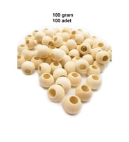 100 Gr (100 Adet) Ahşap Boncuk 15 mm çap x 10 mm Delik Doğal Yuvarlak Ahşap Makrome El İşi Çanta