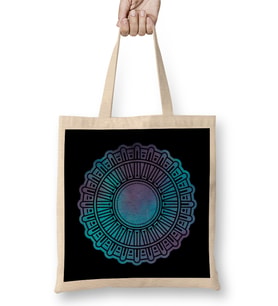 Turquoise Atlantis Mandala Bez Çanta Uzun Saplı