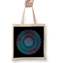 Turquoise Atlantis Mandala Bez Çanta Uzun Saplı