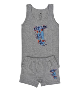 Erkek Çocuk Kaykay Baskılı Atlet Boxer Takım 6048 BGL-ST03474 (Gri)
