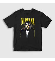Presmono Unisex Çocuk Siyah Cobain Nirvana T-Shirt 99029tt
