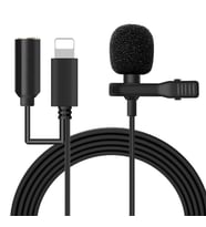 Powermaster JH-041-A Cep Telefonu için Lightning Girişli Youtuber Yaka Mikrofonu 3.5 Mm Jack İphone Girişli Mikrofon