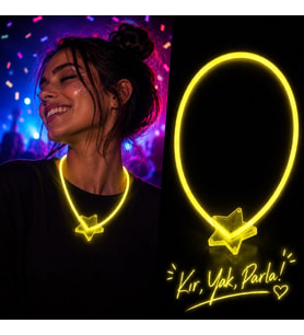 Fosforlu Yıldız Parti Kolyesi – Neon Işıklı Kolye Sarı Renk