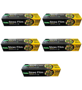 Fresh-Up Şeffaf Mutfak Rulo Streç Film Folyo - 30 Cm. x 300 Metre - Gıdaya Uygun - 5 Paket
