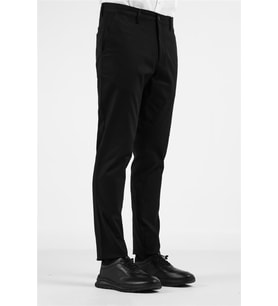 Siyah Yan Cep Düz Paça Pamuklu Comfort Fit Chino Casual Pantolon 1003255167