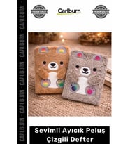 Özel Üretim Yumuşak Kapaklı A5 Günlük Hatıra Hediyelik Okul Not Sevimli Ayıcık Peluş Çizgili Defter