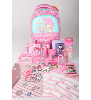 x Dekomus Lisanslı My Melody Melo Pink Collection Full Kırtasiye Seti Okul ve Kalem Çantası,Beslenme Kabı,Matara