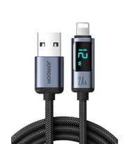 Joyroom 2,4A USB'den Lighting Dijital Ekranlı Göstergeli Şarj Kablosu 1.2MT