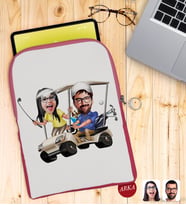 BK Gift Kişiye Özel Sevgililer Karikatürlü Taşınabilir Koruyucu Tablet Kılıfı & Organizer Çanta - Pembe-96