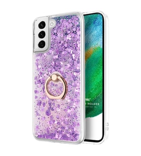 Microsonic Samsung Galaxy S21 FE Kılıf Glitter Liquid Holder Mor