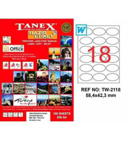 Tanex TW-2118 - 58,4 x 42,3mm Laser Etiket 100 Adet Ücretsiz Karg