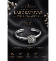 Sertifikalı Laboratuvar Pırlanta Taşlı Ayarlamalı Geri Dönüşüm Gümüş Kasa Minimal Yüzük 1.50 Karat