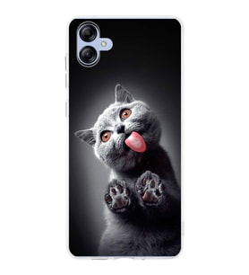 PrintiFy Samsung Galaxy A04e ile Uyumlu 1mm Slim Fit Kedi 2 050c Baskılı Şeffaf  Kılıf