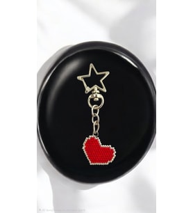 Miyuki Boncuk El Yapımı Kırmızı Kalp Anahtarlık/Çanta Süsü (Çok Renkli)