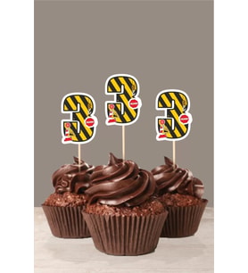 İş Makinaları Temalı * 3 (üç) Yaşında Cupcake Süsü '10lu