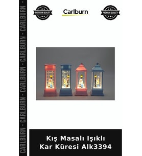 Özel Üretim Hediyelik Dekoratif Yılbaşı Cam Kış Masalı Işıklı Kar Küresi Alk3394